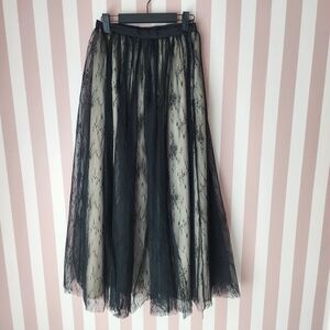 Elegant Black Lace Overlay Skirt